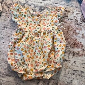 SweetHoney Peach & Yellow Floral Baby Dress Romper